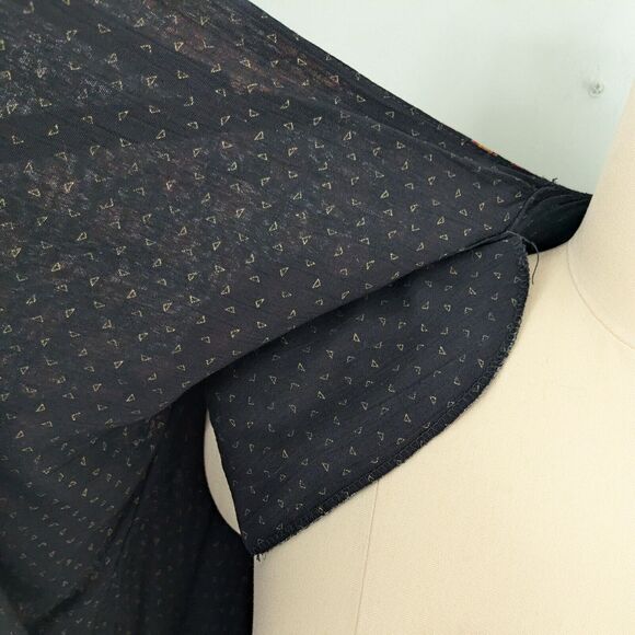 Vintage Kimono Top M Black Pink Cardigan Patchwork Color Artsy Eclectic 90s - Picture 13 of 14